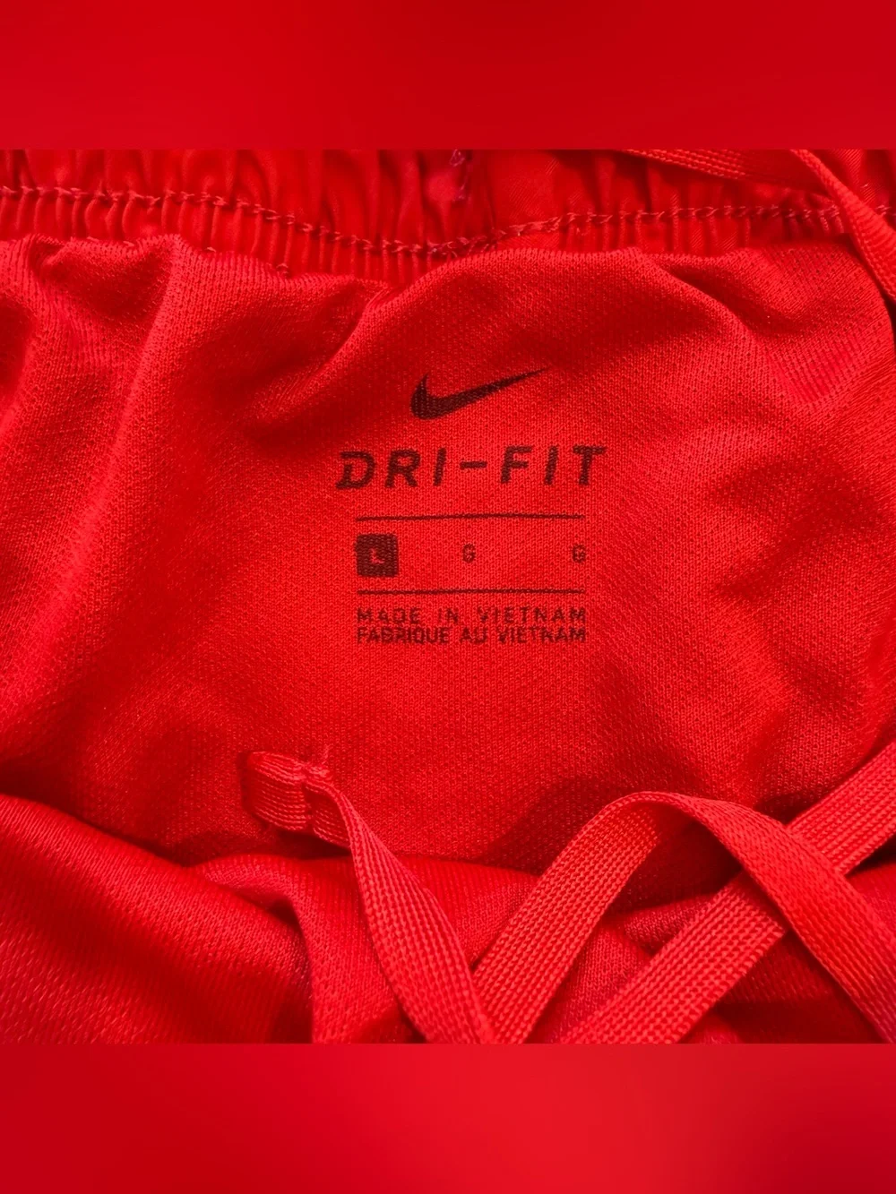 NIKE Red Dri Fit Women's Shorts with White & Black Trim Sz Large 3” Inseam